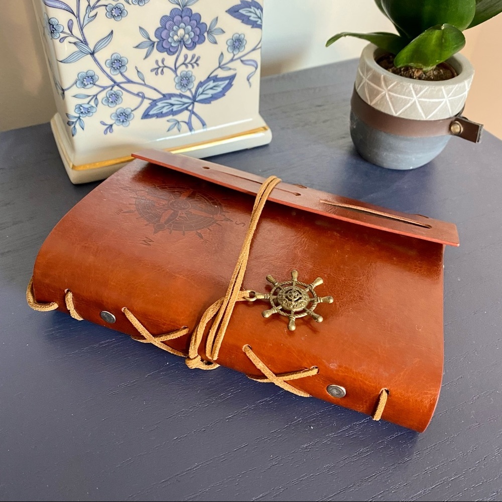 Leather Bound Travel Journal Refillable Binder Clasp